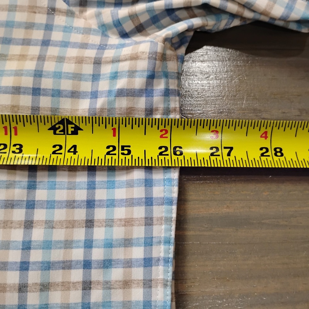 johnnie-O Prepformance Size XL Blue Tan Grid Plaid Lightweight Button Down - Picture 7 of 11